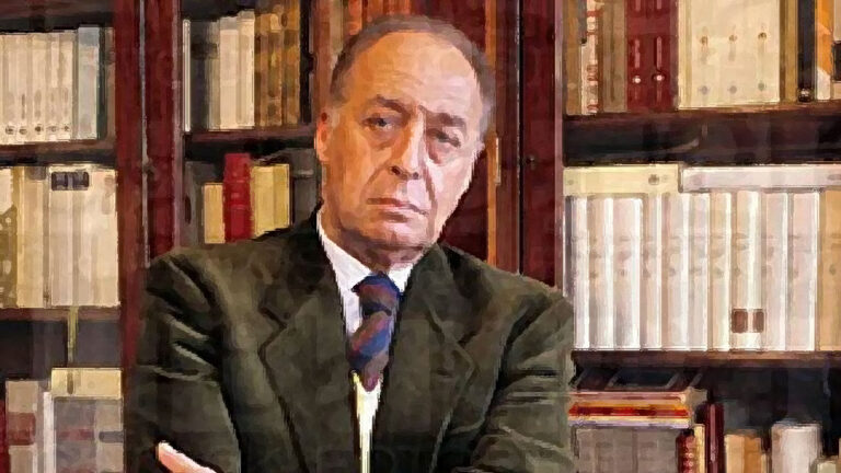 Ritratto di Lucio Colletti, filosofo critico della metafisica e autore della riflessione sulla crisi del pensiero filosofico.