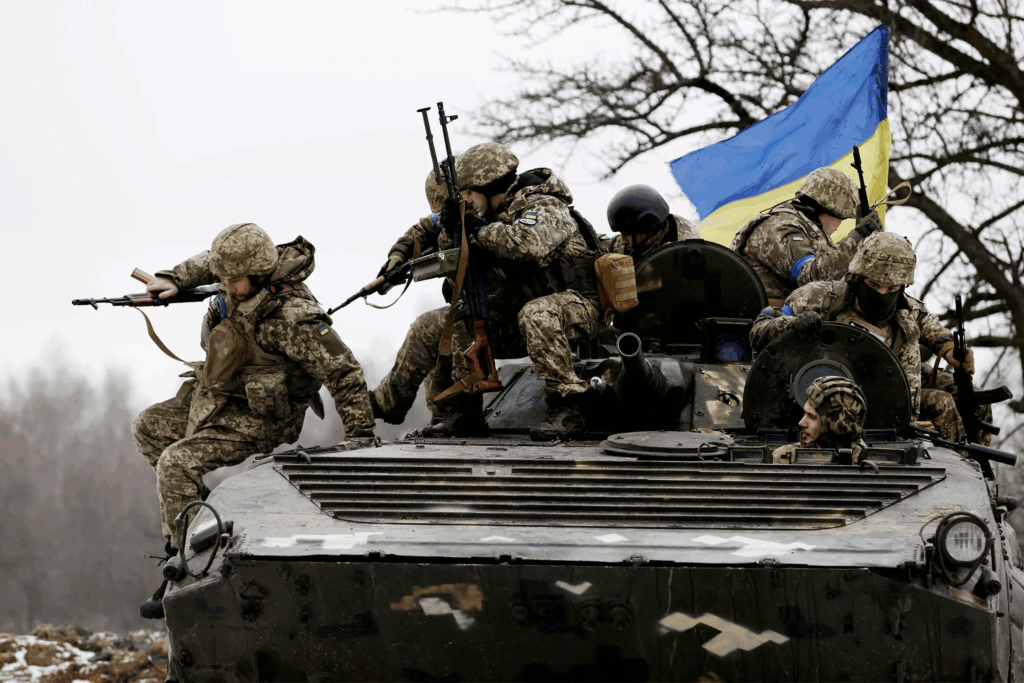 Forze ucraine in azione durante il conflitto con la Russia