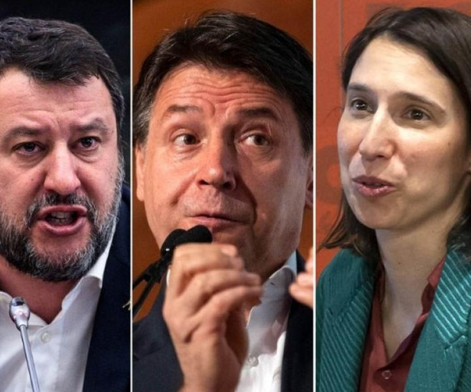 Matteo Salvini, Giuseppe Conte ed Elly Schlein