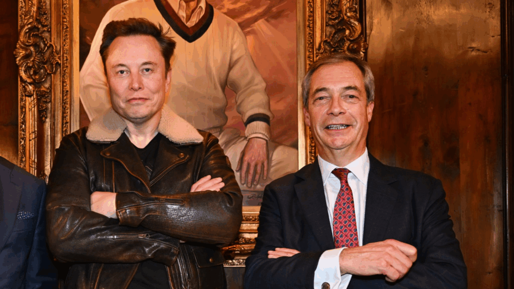 Elon Musk e Nigel Farage simboli della crisi nell’estrema destra britannica legata a Reform UK