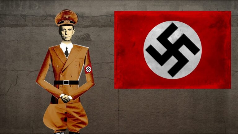 Rappresentazione simbolica di propaganda nazista con uniforme e bandiera del Terzo Reich