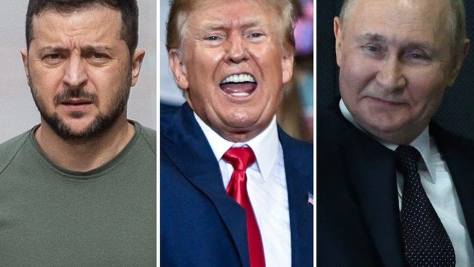 Volodymyr Zelensky, Donald Trump e Vladimir Putin in tre ritratti separati: protagonisti della scena geopolitica tra guerra, diplomazia e potere