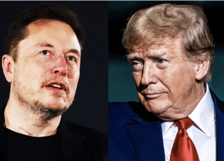 Ritratti di Elon Musk e Donald Trump