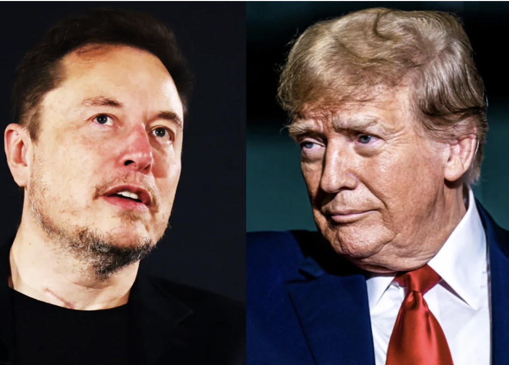 Ritratti di Elon Musk e Donald Trump