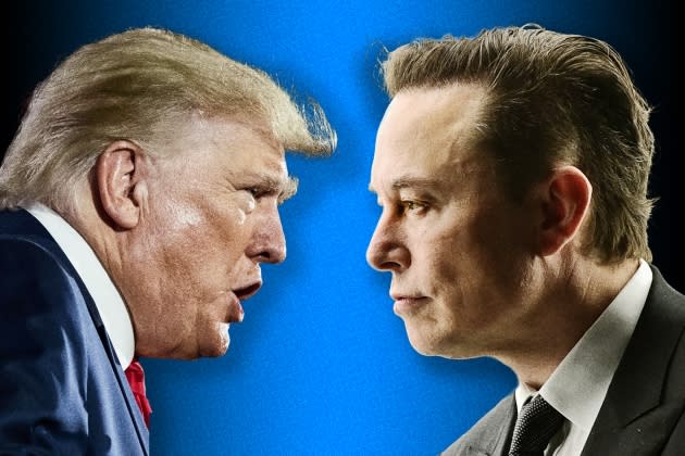 Donald Trump ed Elon Musk a confronto, rappresentazione simbolica dello scontro tra politica e tecnologia nell’era contemporanea.