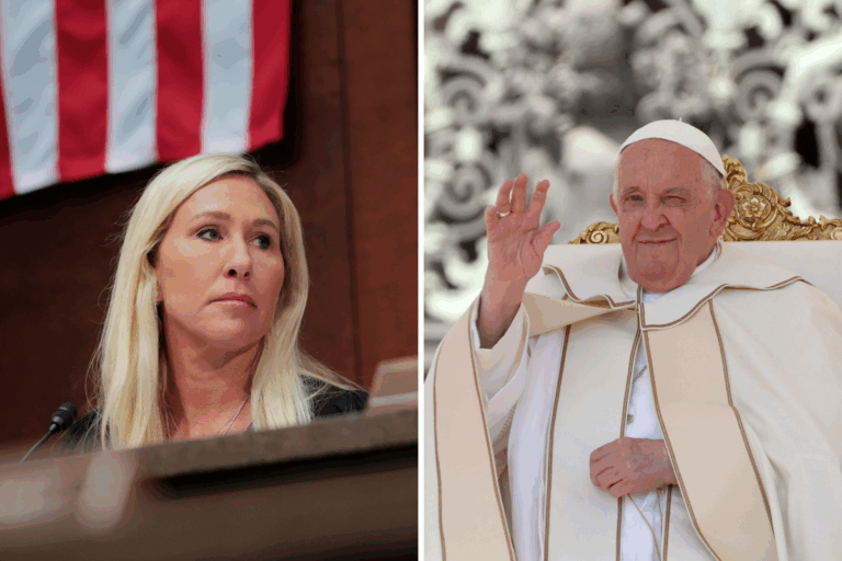 Marjorie Taylor Greene e Papa Francesco a confronto: simboli opposti tra trumpismo fanatico e autorità morale della Chiesa cattolica