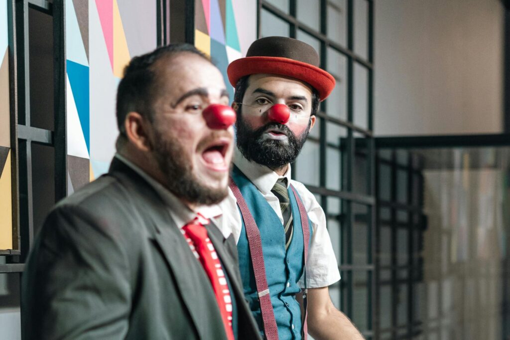clowns playing on stage